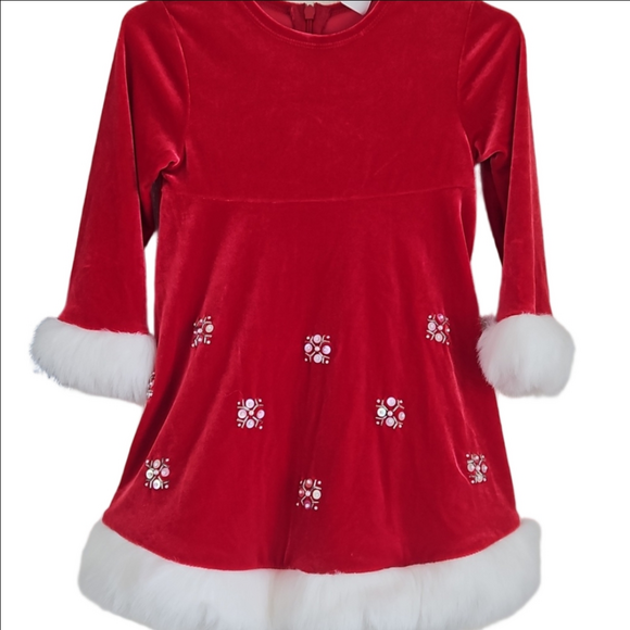 Bonnie Baby Other - Bonnie Baby Red Velvet Dress with White Fur Trim. Size 18 M.